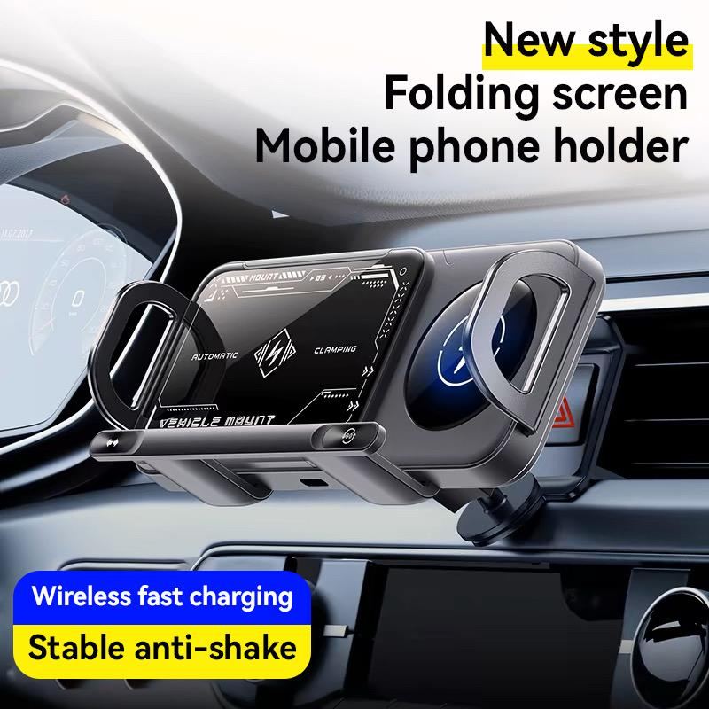15W Wireless Charging Car Mount for Mobile Phone or Tablet – 90° Rotation, Stable & Adjustable