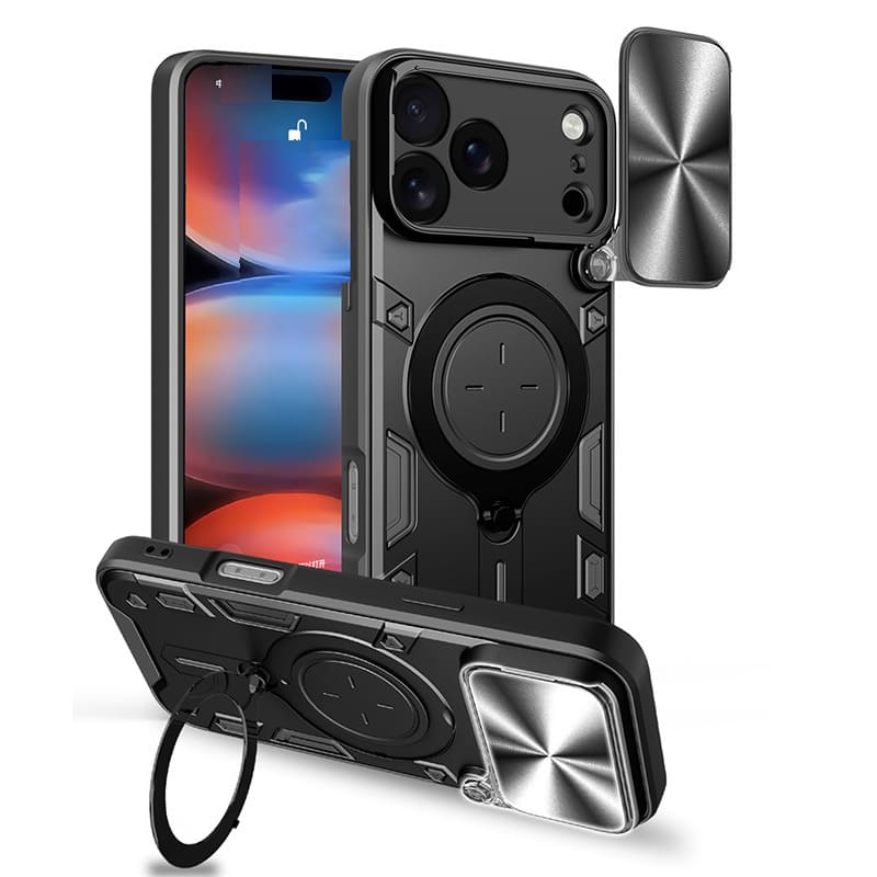 2-in-1 Magnetic Kickstand Case with Sliding Camera Cover For iPhone 17