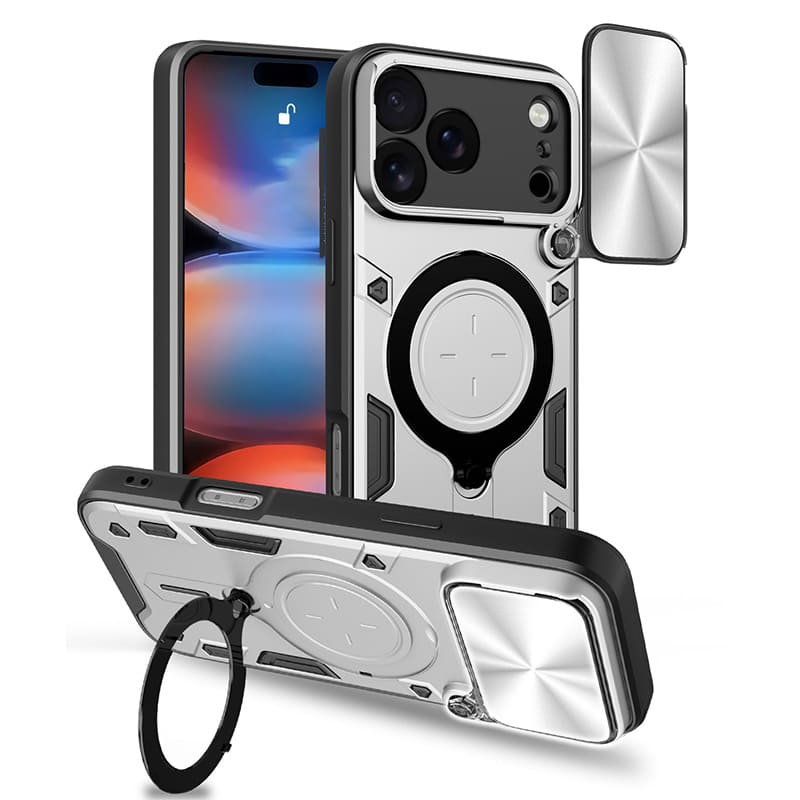 2-in-1 Magnetic Kickstand Case with Sliding Camera Cover For iPhone 17