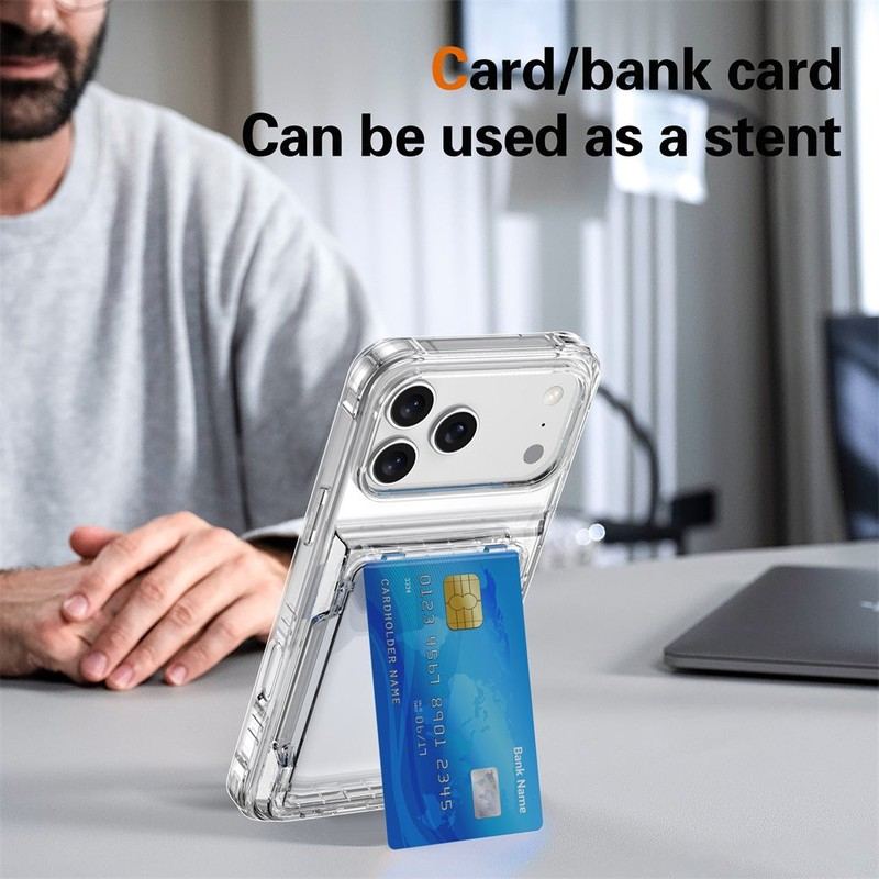 2-in-1 Transparent Phone Case with 180° Flip Kickstand & Card Holder