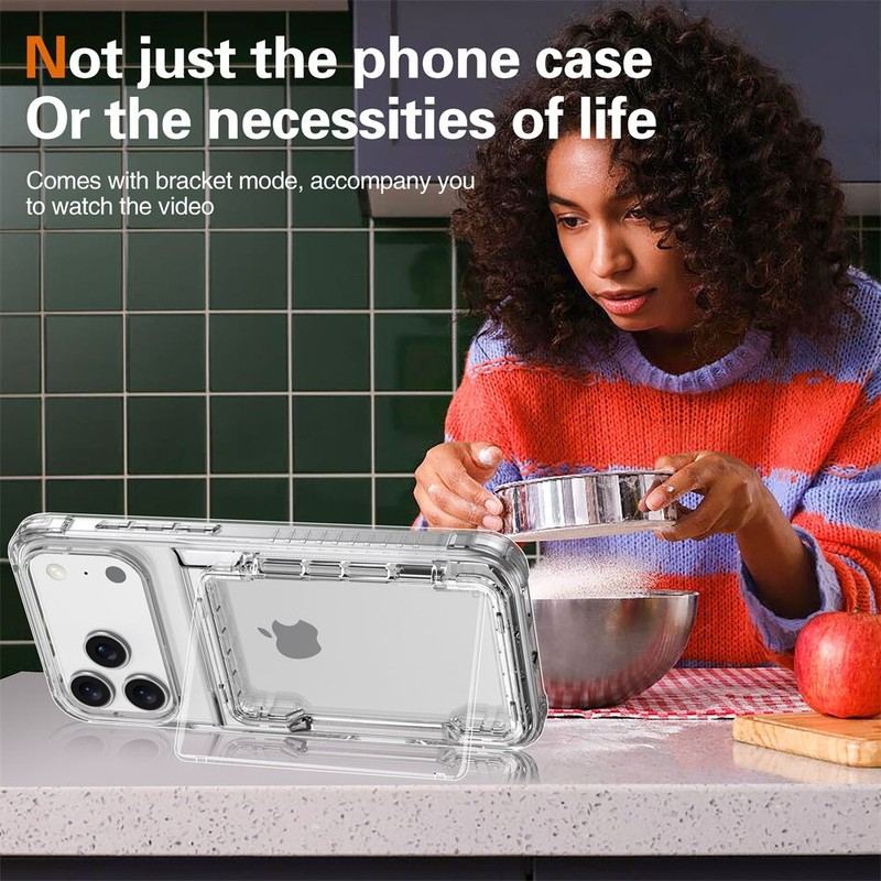 2-in-1 Transparent Phone Case with 180° Flip Kickstand & Card Holder