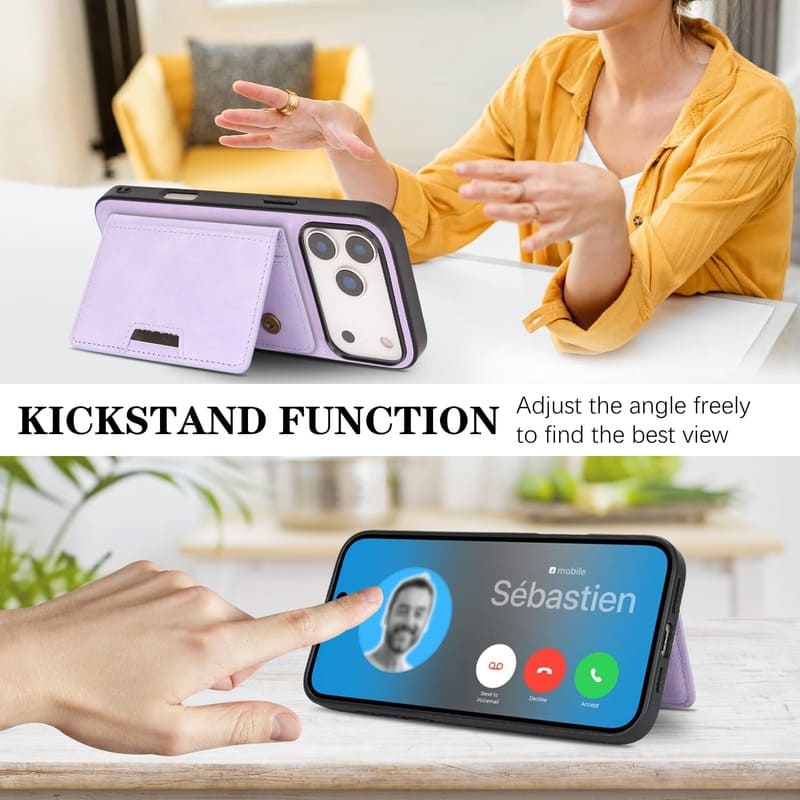 3-In-1 Magnetic Case with Foldable Card Holder & Stand for iPhone 17
