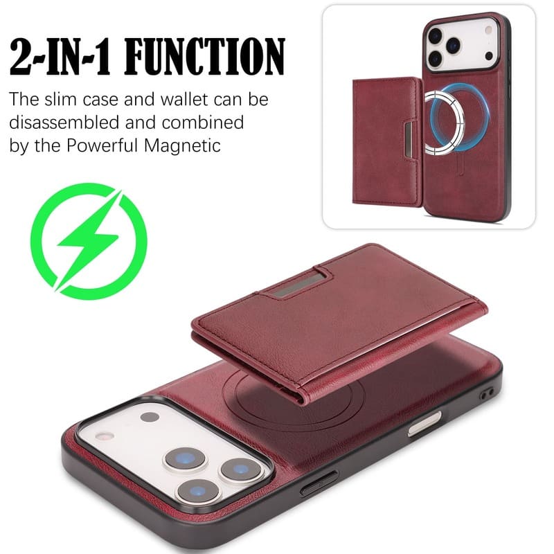 3-In-1 Magnetic Case with Foldable Card Holder & Stand for iPhone 17