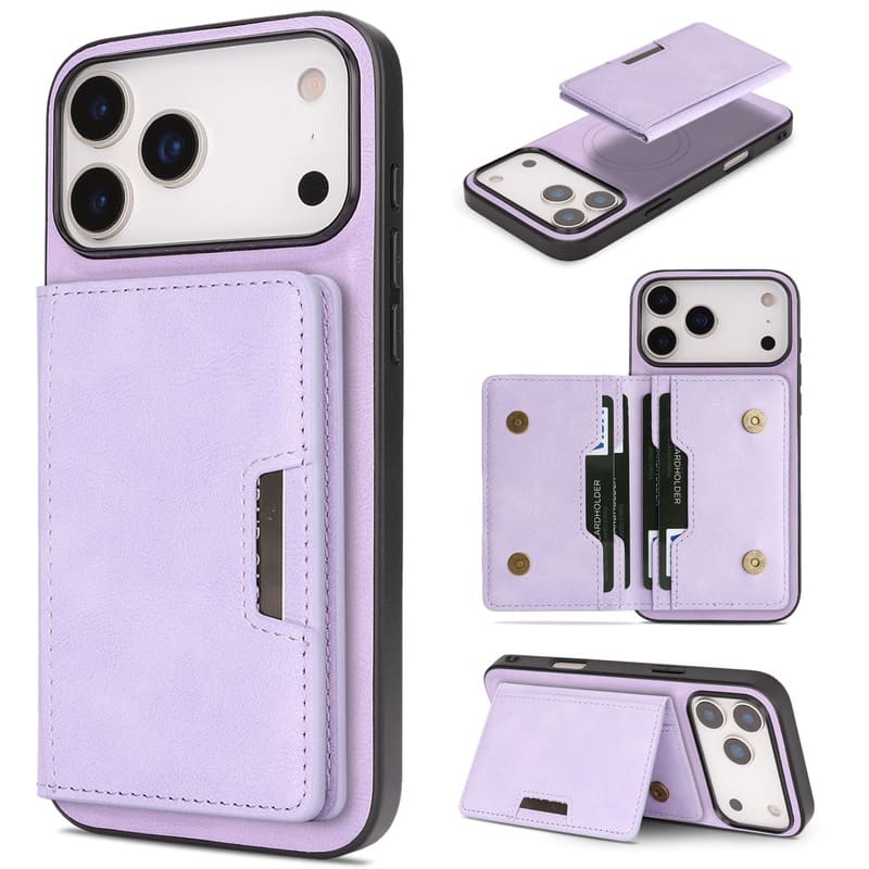 3-In-1 Magnetic Case with Foldable Card Holder & Stand for iPhone 17