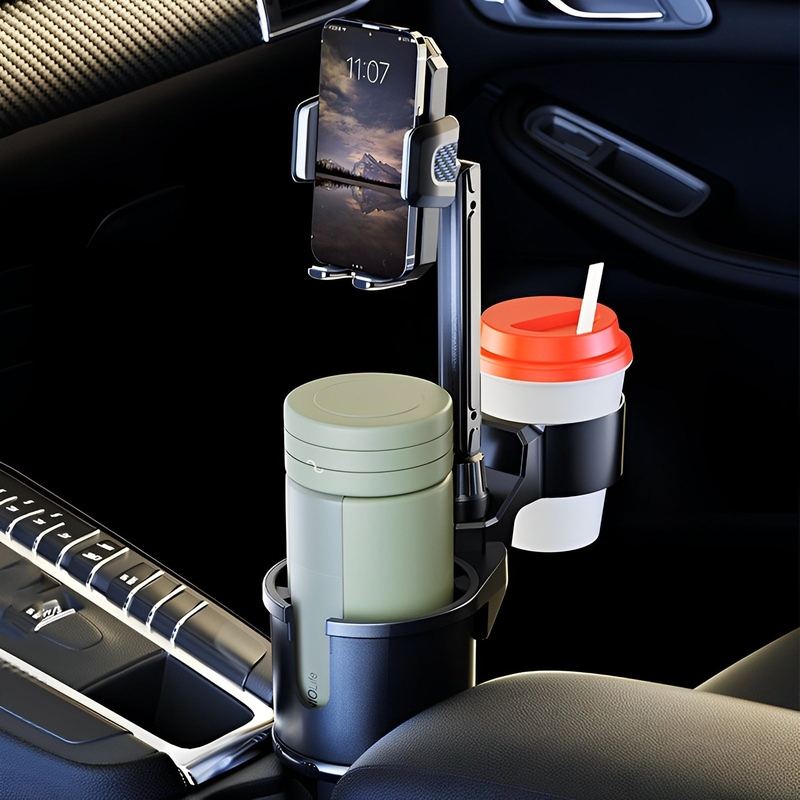 3-in-1 Car Cup Holder with Phone Mount & Adjustable Base