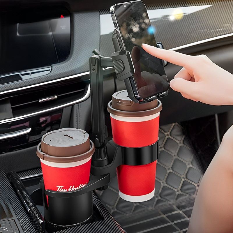 3-in-1 Car Cup Holder with Phone Mount & Adjustable Base