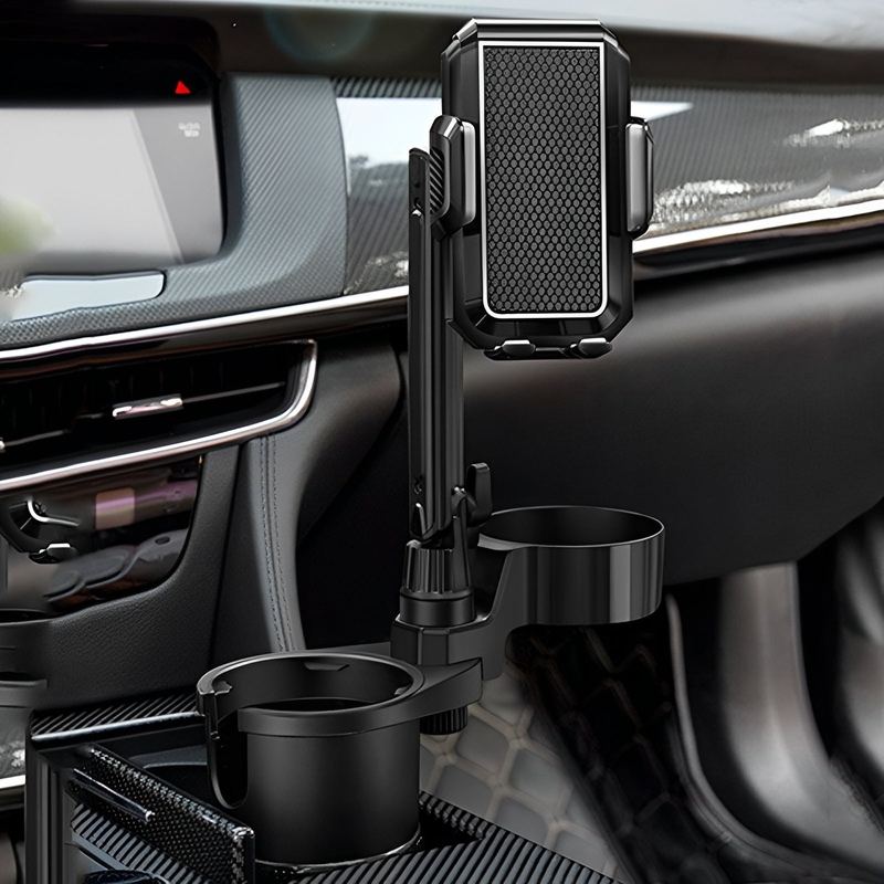 3-in-1 Car Cup Holder with Phone Mount & Adjustable Base