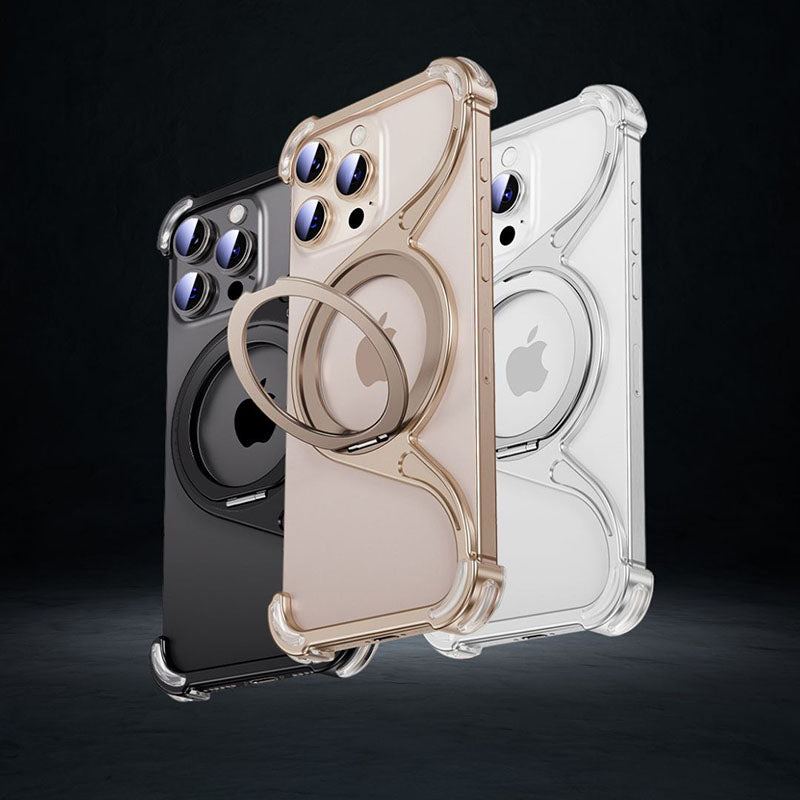 360° Magnetic Bracket Metal Frameless Phone Case Designed For iPhone