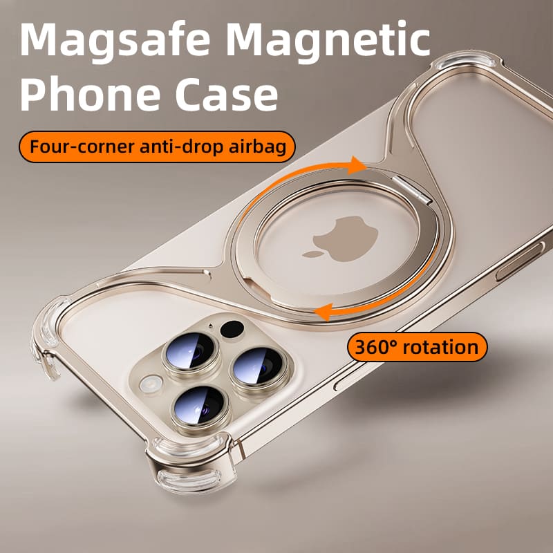 360° Magnetic Bracket Metal Frameless Phone Case Designed For iPhone