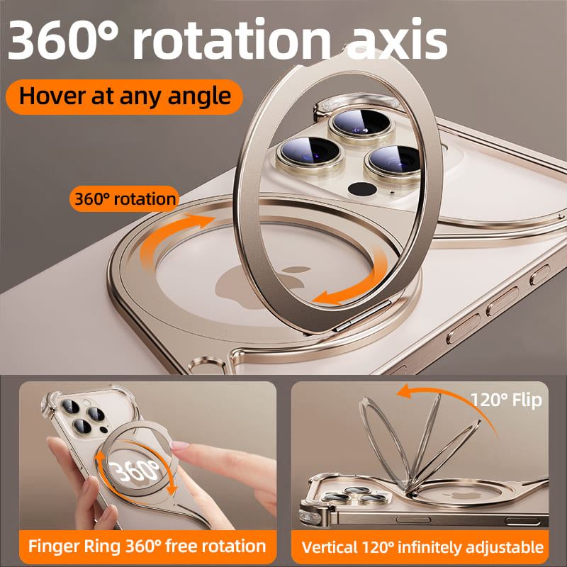 360° Magnetic Bracket Metal Frameless Phone Case Designed For iPhone