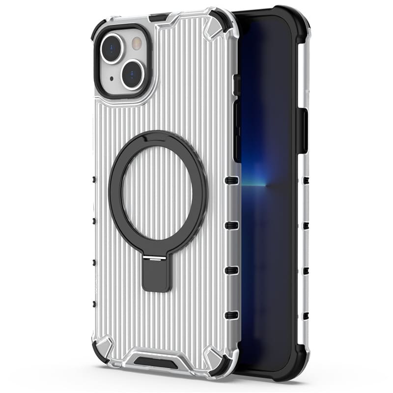 360° Rotating Magnetic Stand Case with Grooved Stripes for iPhone 16