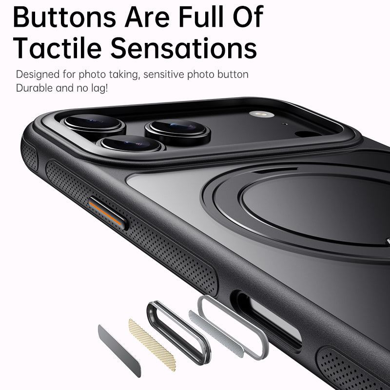 360° Rotating Stand Magnetic Case For iPhone 17 - Stress-Relief Kickstand & Camera Button 16/17