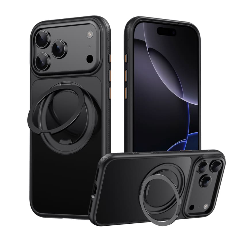 360° Rotating Stand Magnetic Case For iPhone 17 - Stress-Relief Kickstand & Camera Button 16/17