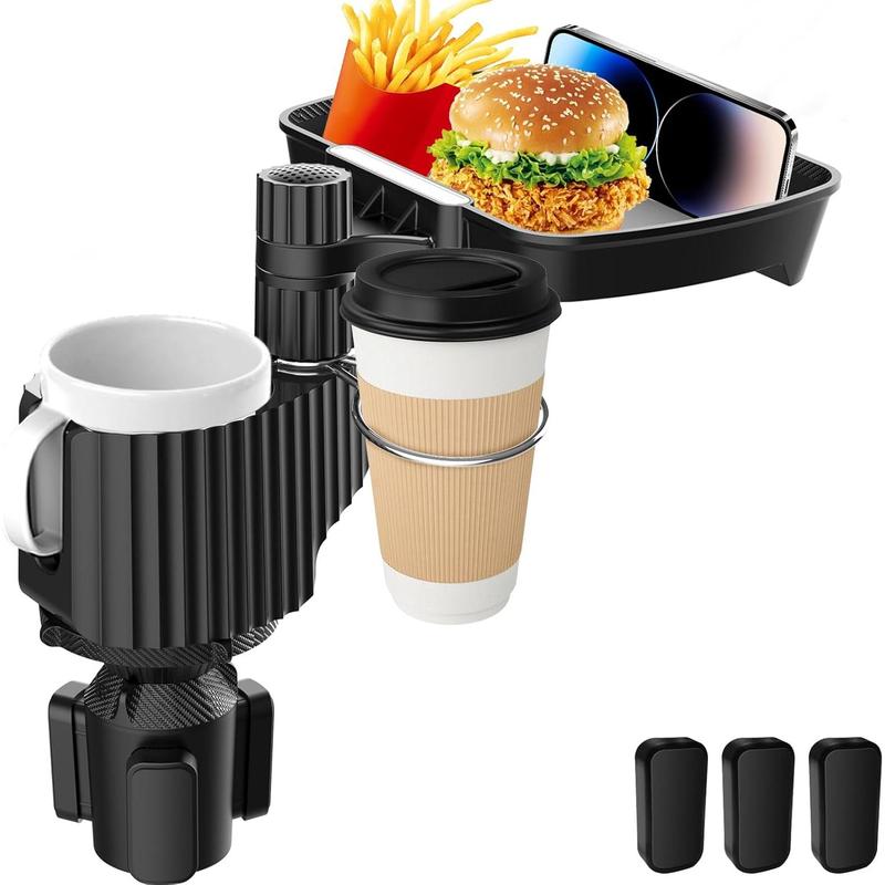 5-in-1 Multifunctional Car Cup Holder with 360° Rotating Food Tray