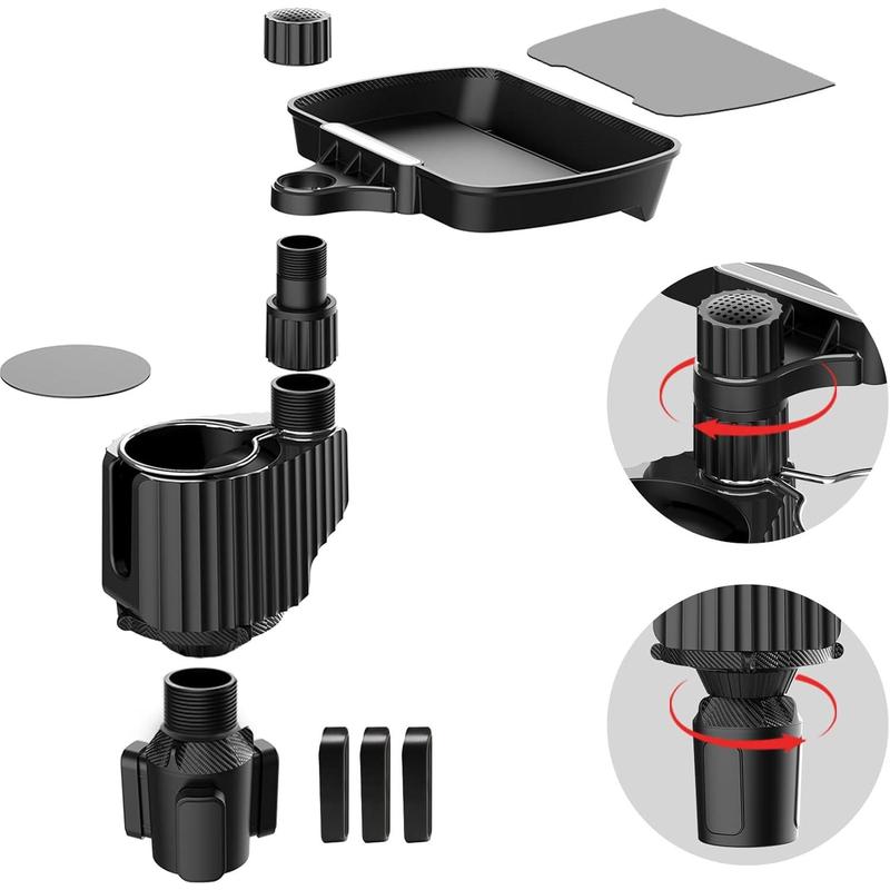 5-in-1 Multifunctional Car Cup Holder with 360° Rotating Food Tray