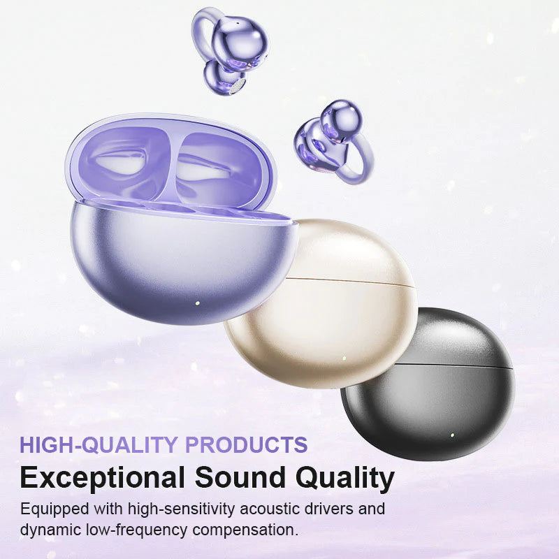 AI Translator Ultra-Light Open-Ear Clip Earbuds