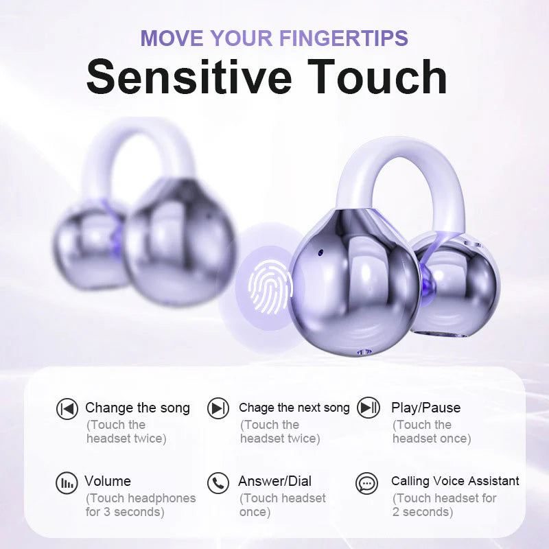 AI Translator Ultra-Light Open-Ear Clip Earbuds
