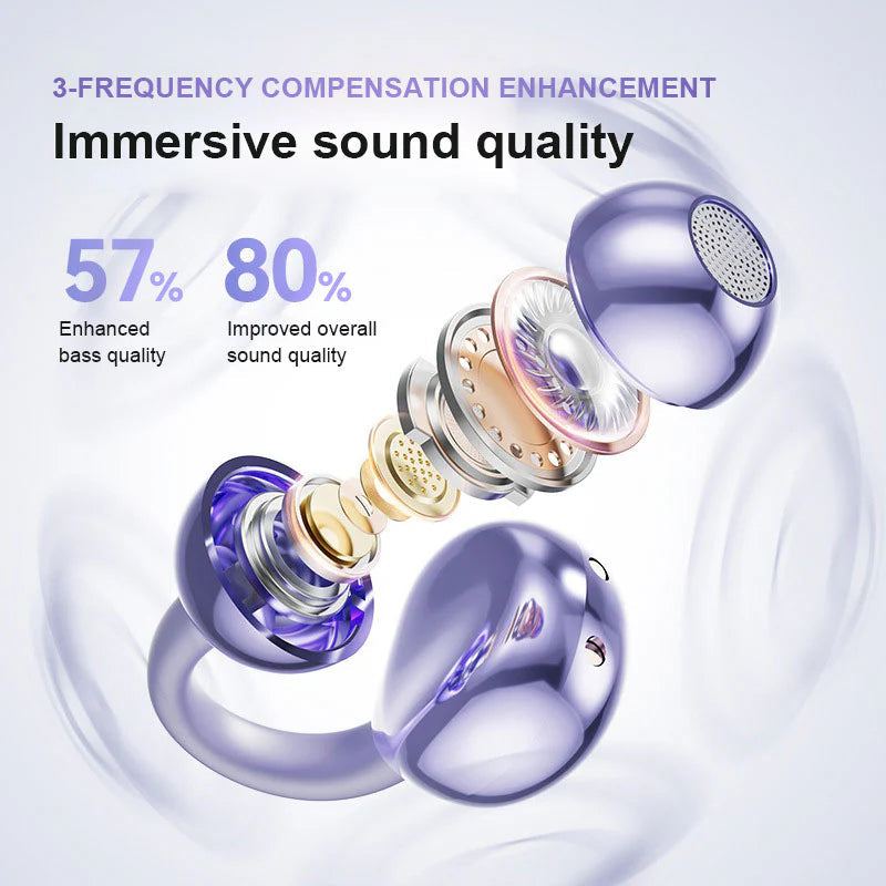 AI Translator Ultra-Light Open-Ear Clip Earbuds