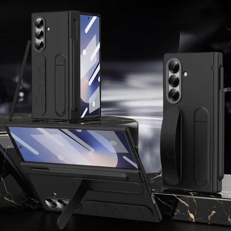 All-in-One ZFold7 Case with Hinge Protection, S Pen Slot, Built-In Strap & Screen Film