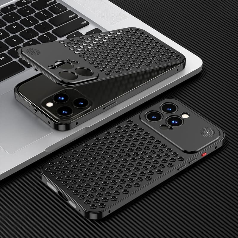 Aluminum Alloy Heat Dissipation Aromatherapy Snap Button Phone Case