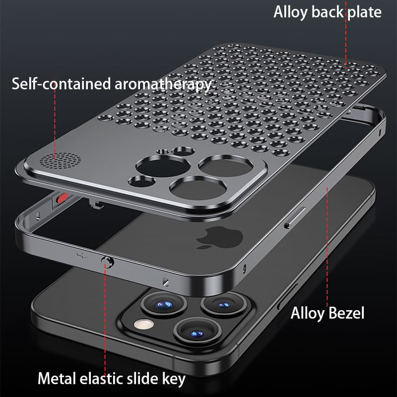 Aluminum Alloy Heat Dissipation Aromatherapy Snap Button Phone Case