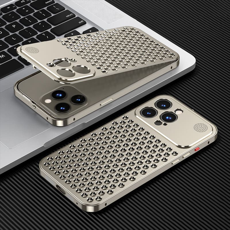 Aluminum Alloy Heat Dissipation Aromatherapy Snap Button Phone Case