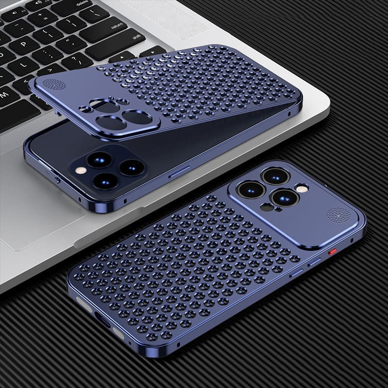 Aluminum Alloy Heat Dissipation Aromatherapy Snap Button Phone Case