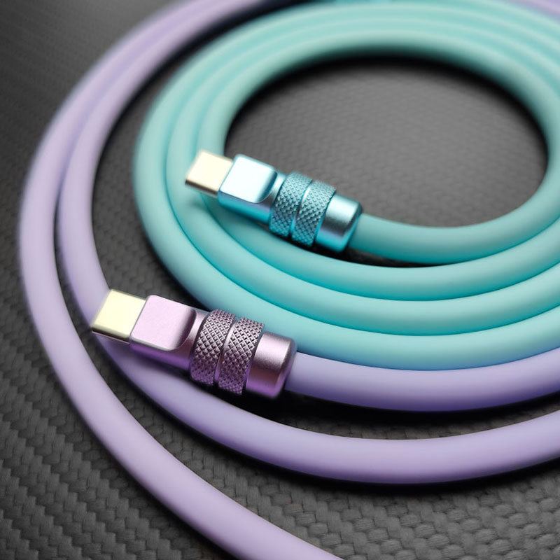"Anodized" 240W Reflective Shine Charge Cable C+Lightning