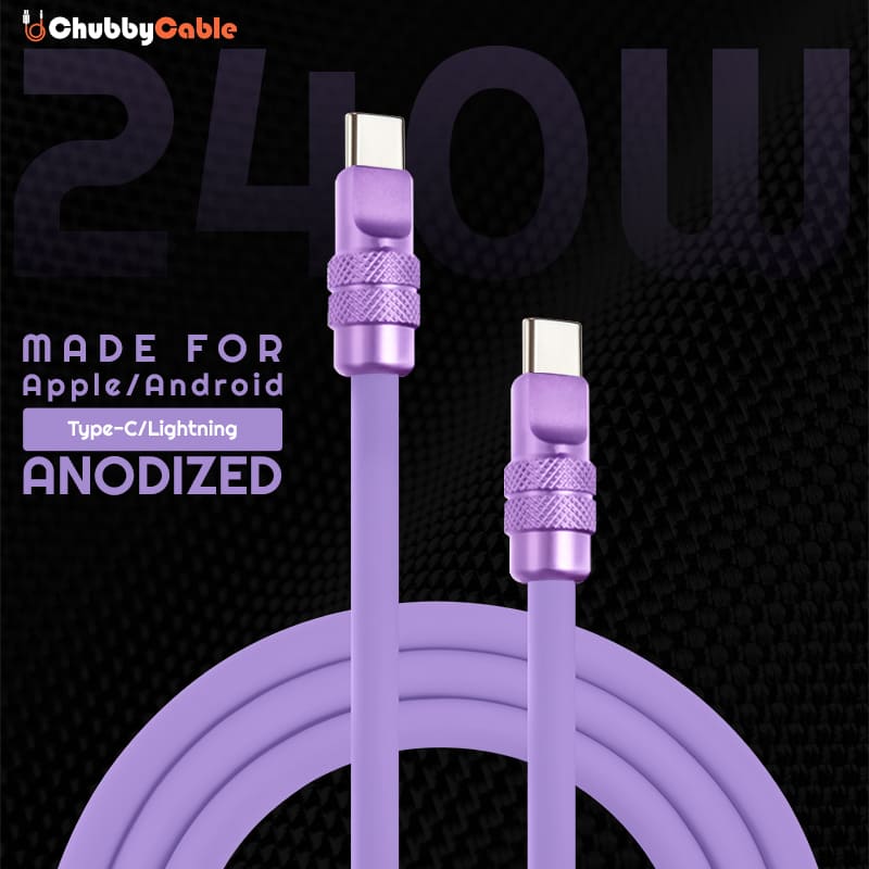 "Anodized" 240W Reflective Shine Charge Cable C+Lightning