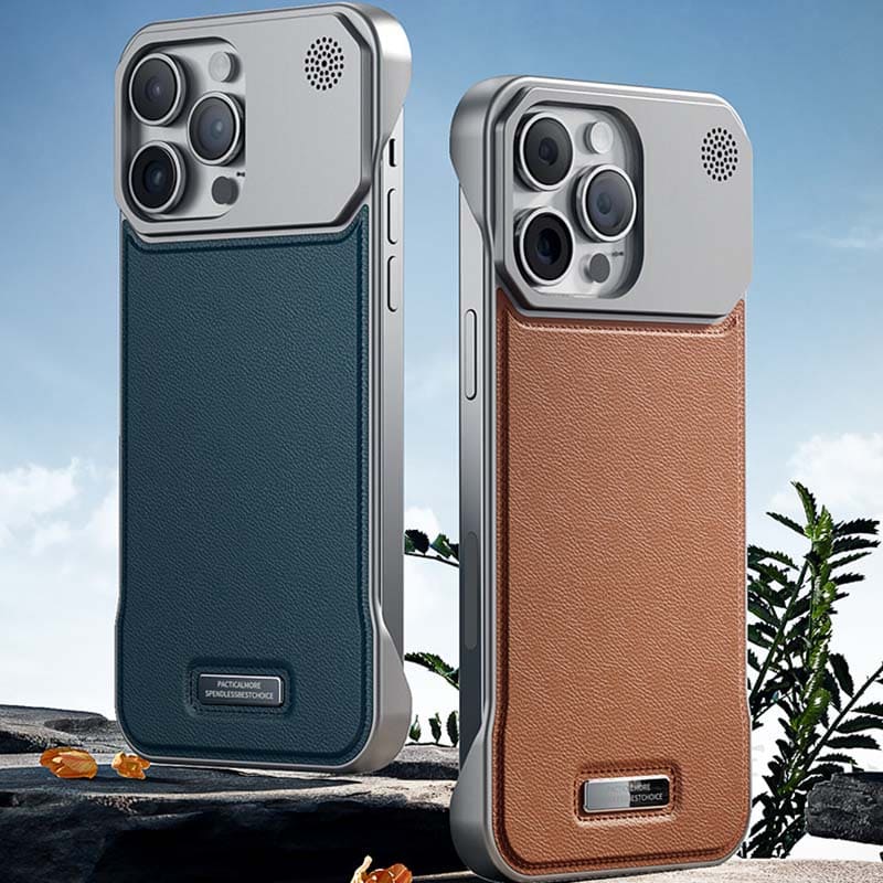AuraEdge Luxe – Magnetic Metal-Free Leather Armor Case