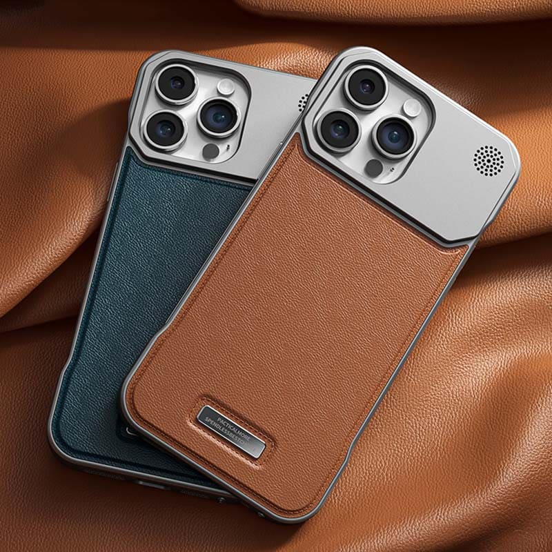 AuraEdge Luxe – Magnetic Metal-Free Leather Armor Case