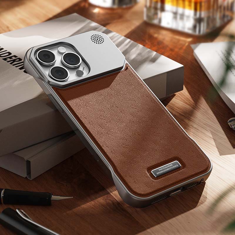 AuraEdge Luxe – Magnetic Metal-Free Leather Armor Case