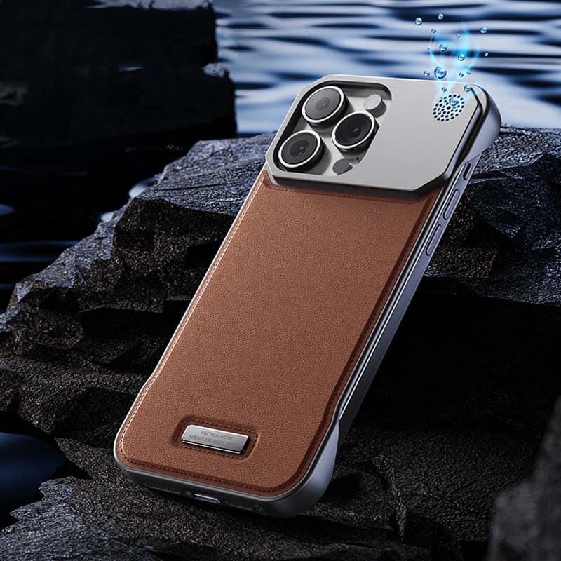 AuraEdge Luxe – Magnetic Metal-Free Leather Armor Case