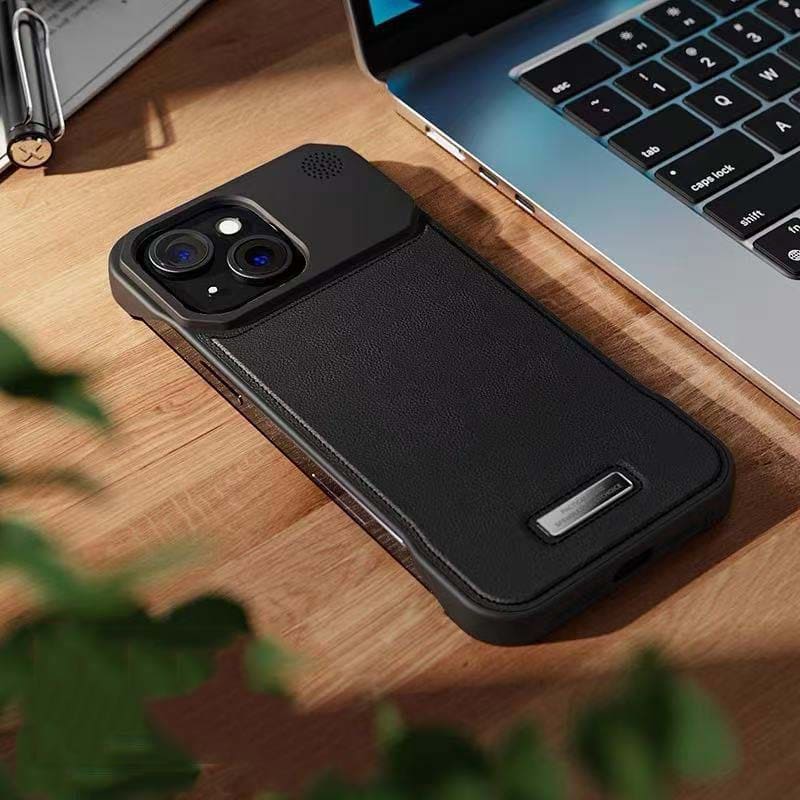 AuraEdge Luxe – Magnetic Metal-Free Leather Armor Case