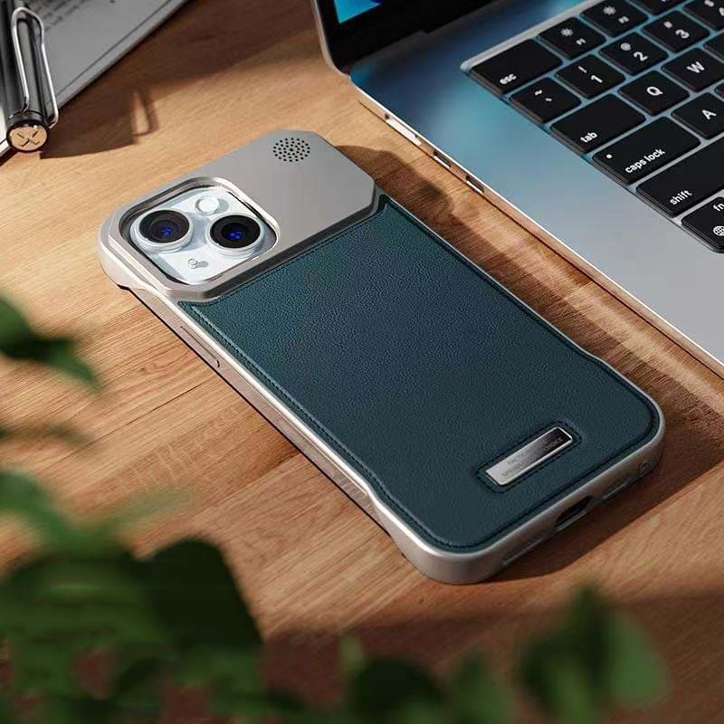 AuraEdge Luxe – Magnetic Metal-Free Leather Armor Case
