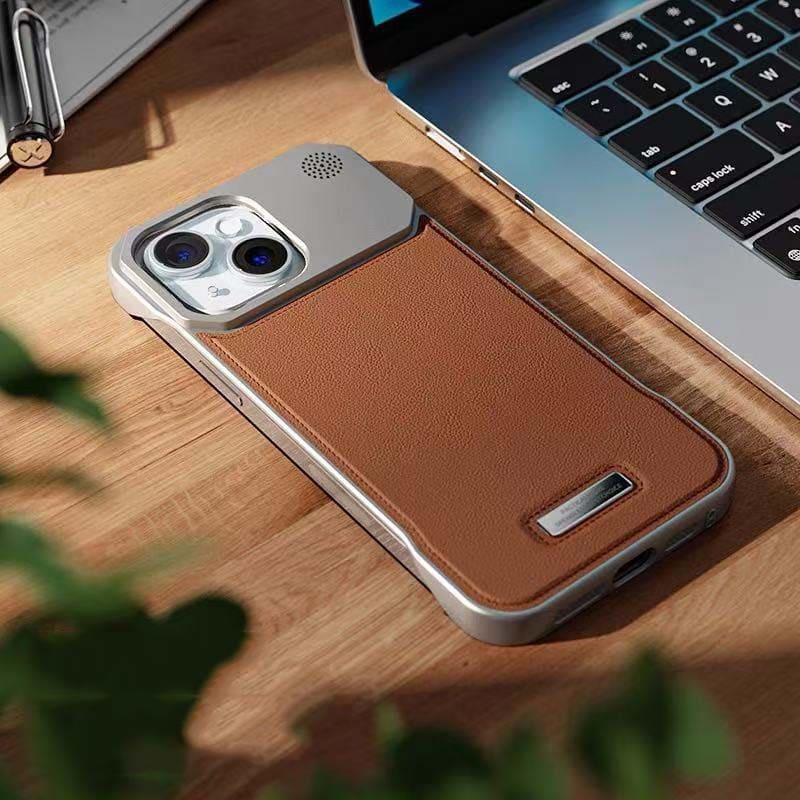 AuraEdge Luxe – Magnetic Metal-Free Leather Armor Case