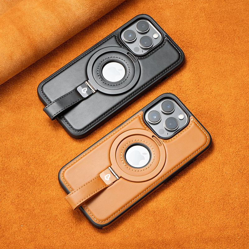Business Leather Magnetic Lanyard Holder Anti-Fall Mobile Phone Case For iPhone