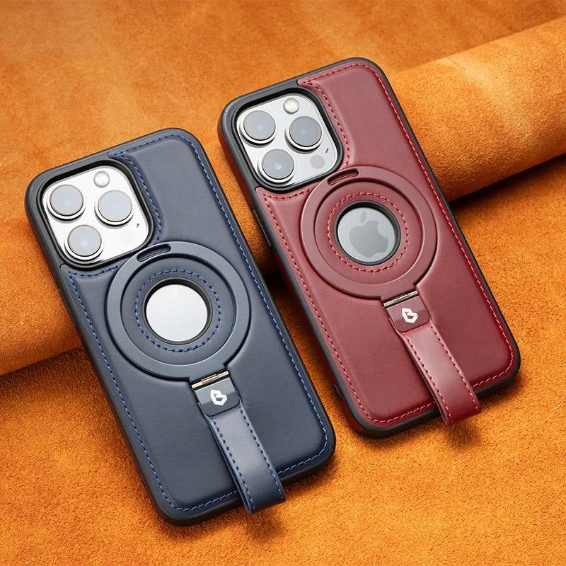 Business Leather Magnetic Lanyard Holder Anti-Fall Mobile Phone Case For iPhone