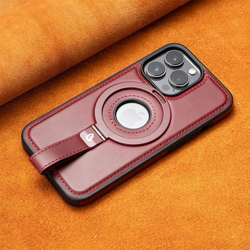 Business Leather Magnetic Lanyard Holder Anti-Fall Mobile Phone Case For iPhone