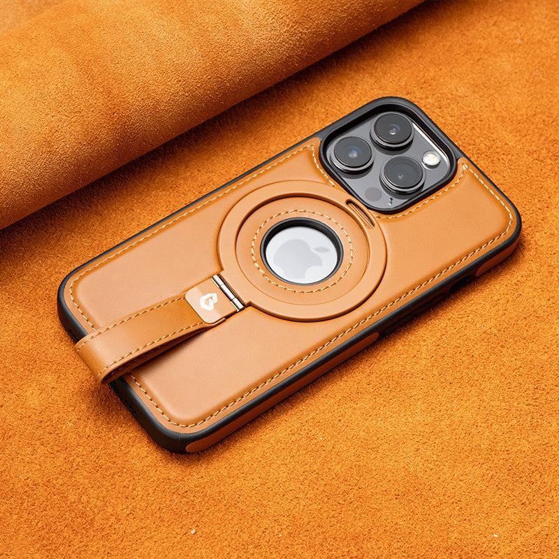 Business Leather Magnetic Lanyard Holder Anti-Fall Mobile Phone Case For iPhone