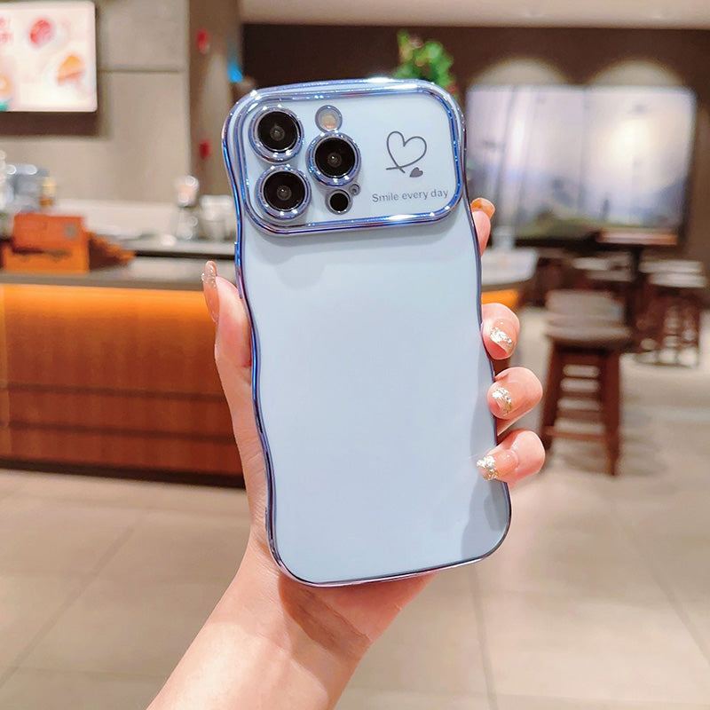 "Chubby 17" Heart Electroplating Big Wave Anti-Fall Phone Case for iPhone 17
