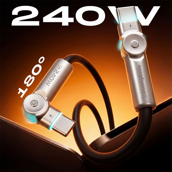 Chubby RotateX - 240W Dual 180° Rotating Fast Charging Cable With LED Light