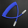 Blue coiled USB-C to USB-C silicone charging cable