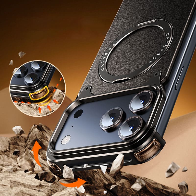 ChubbyArmor Classic - Leather Magnetic Case with 360¡ã Rotating Stand for iPhone 17