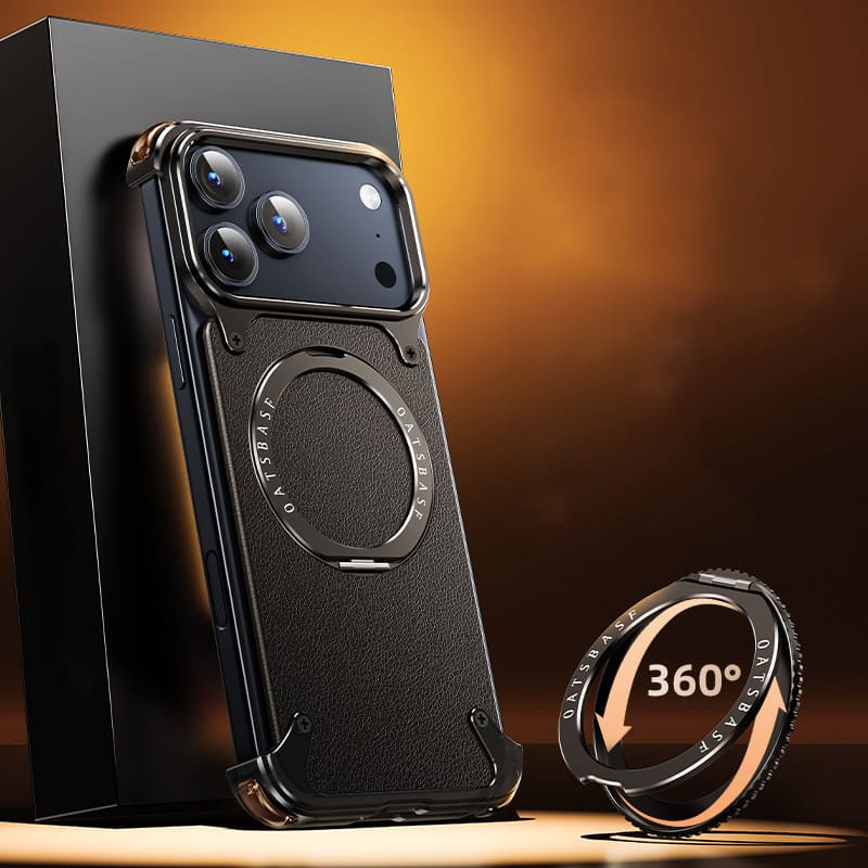 ChubbyArmor Continental - Leather Magnetic Case with 360° Rotating Stand for iPhone 17