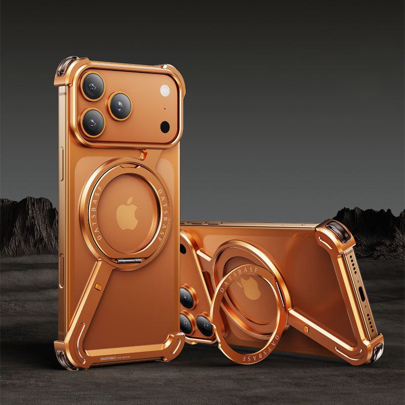 “ChubbyArmor” Frameless Metal Hollow Magnetic Rotating Bracket Phone Case For iPhone 17