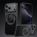 Multiple angles of the black ChubbyArmor phone case with ring holder