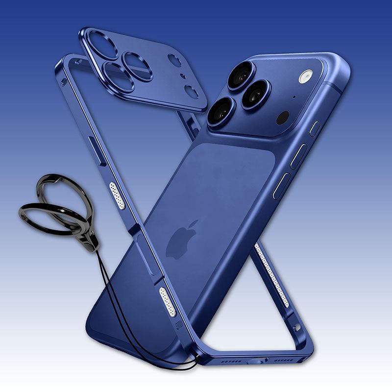 ChubbyArmor LiteGo - Ultra-Thin Metal Bumper Case With Lens Protector & GripRing Phone Stand For iPhone 17