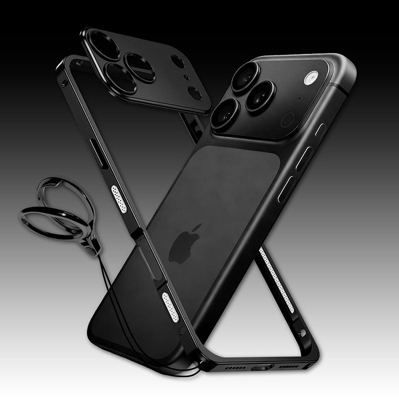 ChubbyArmor LiteGo - Ultra-Thin Metal Bumper Case With Lens Protector & GripRing Phone Stand For iPhone 17
