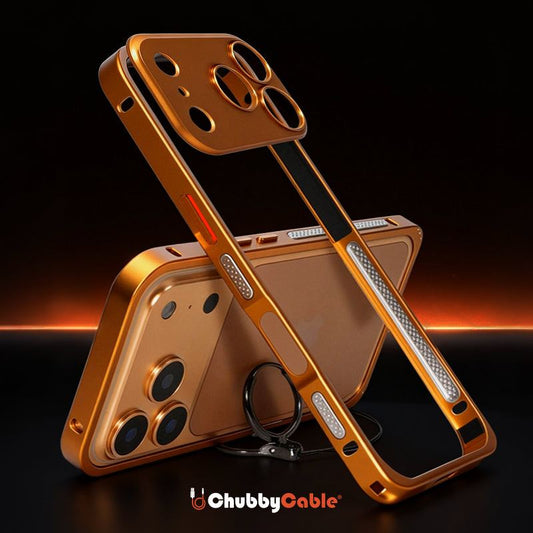 ChubbyArmor LiteGo - Ultra-Thin Metal Bumper Case With Lens Protector & GripRing Phone Stand For iPhone 17